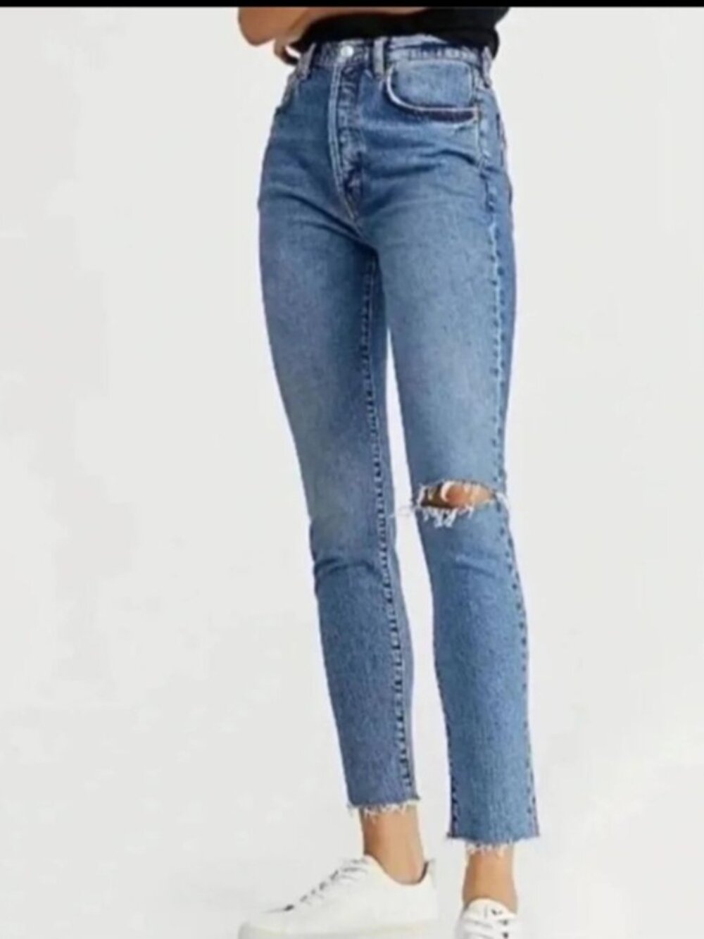FREE PEOPLE WE THE FREE STELLA HIGH RISE HIDDEN BUTTON FLY JEANS BLUE SIZE 29